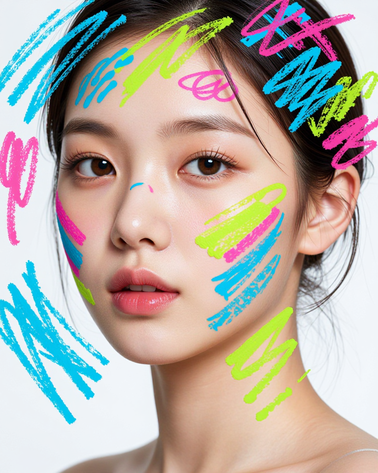 선으로 그려진 얼굴