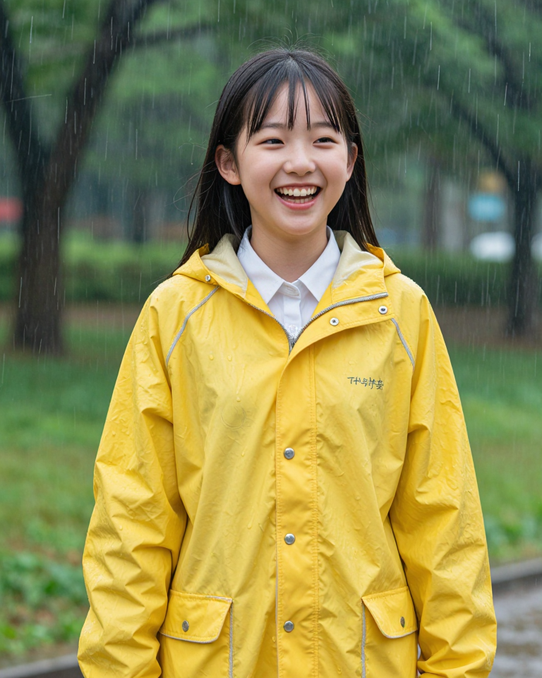 노란 우비 소녀